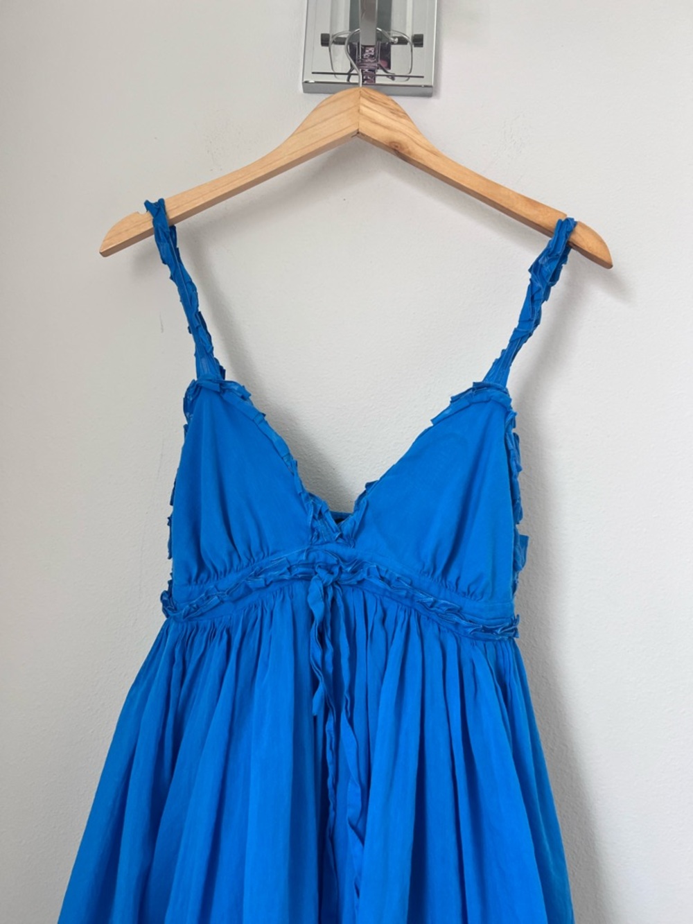 Manolo Vibrant Blue Ruched Strap Dress - Picture 3 of 10